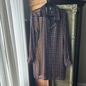 Plaid Button-Up Shirt Dress